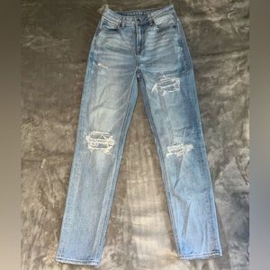American Eagle Mom Straight Jeans, size: 0 long, color: blue powder